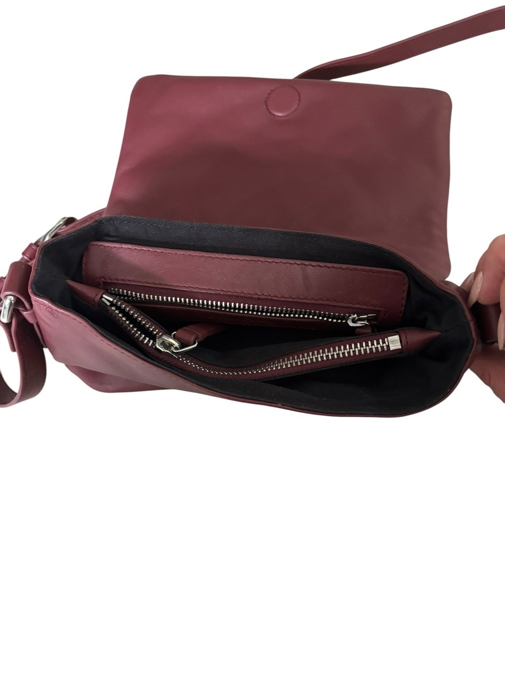 Quilted Leather Crossbody Bag in Burgundy - Picture 2 of 4